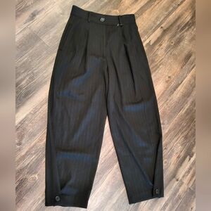 Zara Button Hem Barrel Leg Wide Leg High Rise Dress Pants NEW